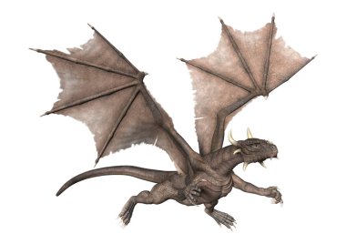 3D render fantezi Dragon beyaz