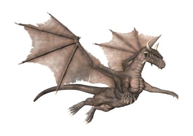 3D render fantezi Dragon beyaz