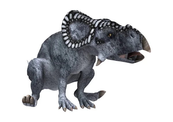 화이트에 3d 렌더링 공룡 Protoceratops — 스톡 사진