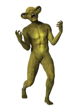 3D beyaz yeşil uzaylı oluşturma