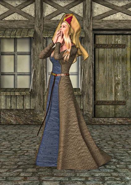 3D rendering medeltida Lady — Stockfoto