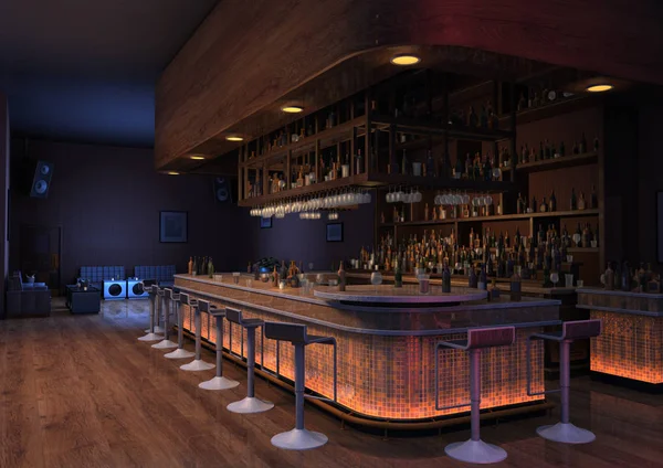 3D renderowania Lounge Bar — Zdjęcie stockowe