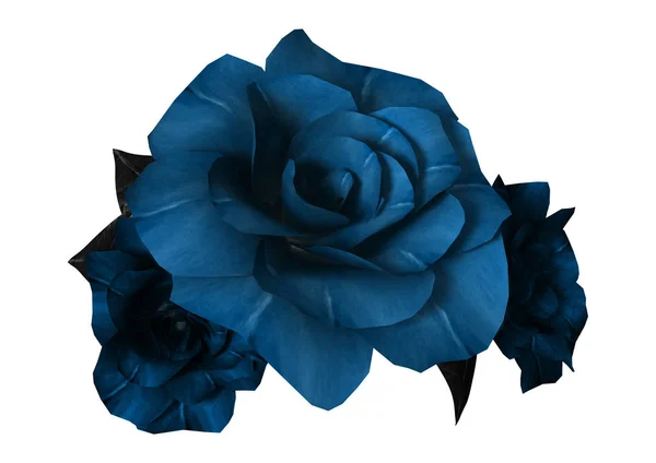 Rosas azules de la representación 3D en blanco — Foto de Stock