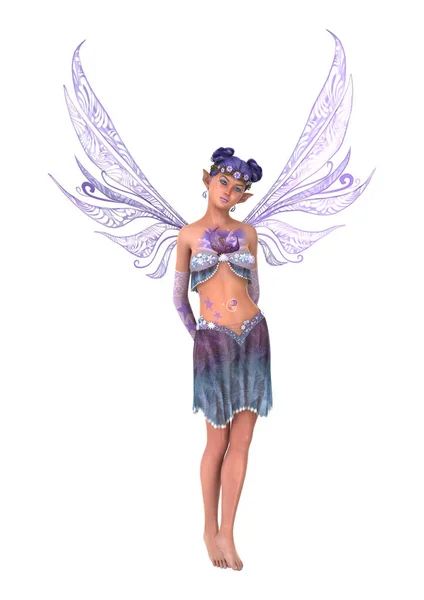 3D Rendering Purple Fairy on White — Stock Photo, Image