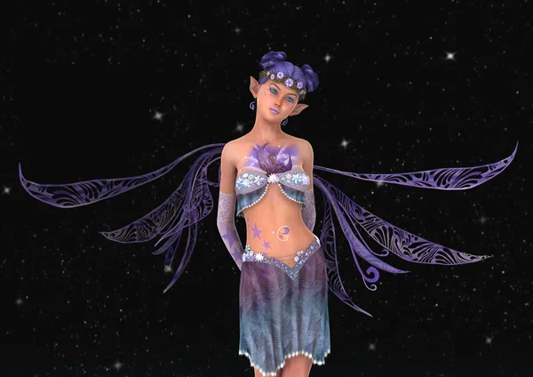 Representación 3D Hada púrpura — Foto de Stock