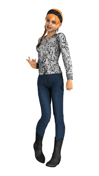 3D renderização adolescente menina no branco — Fotografia de Stock
