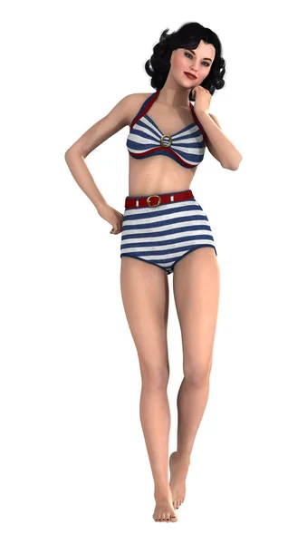 3D Rendering Pinup Girl on White — Stock Photo, Image