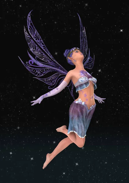 3D rendering paarse Fairy — Stockfoto