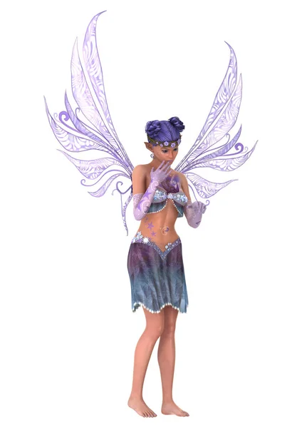 3D rendering paarse Fairy op wit — Stockfoto
