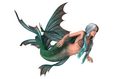 3D render fantezi deniz kızı beyaz