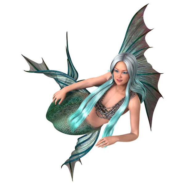 3D rendering Fantasy Mermaid op wit — Stockfoto