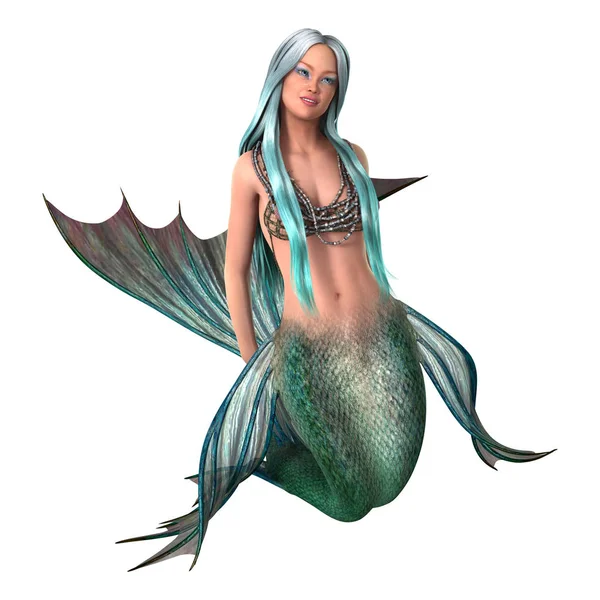 3D rendering Fantasy Mermaid op wit — Stockfoto