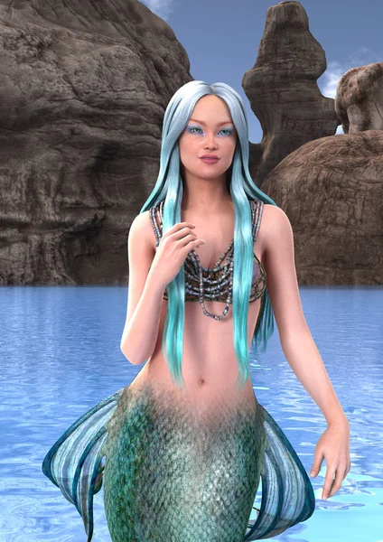 3D rendering fantasi sjöjungfru — Stockfoto