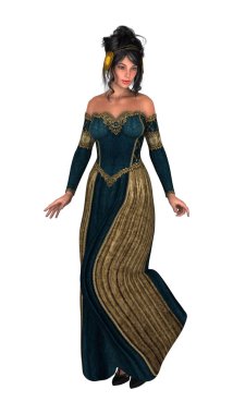 3D render peri masalı Prenses beyaz