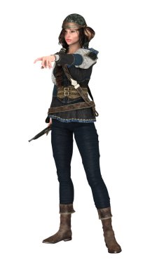 3D render korsan kadın beyaz