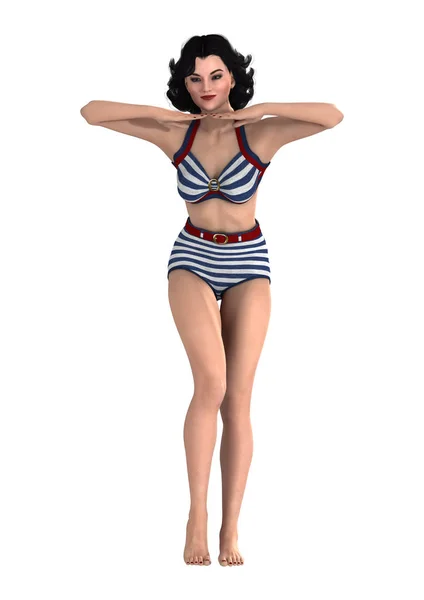 3D renderowania dziewczyna Pinup biały — Zdjęcie stockowe