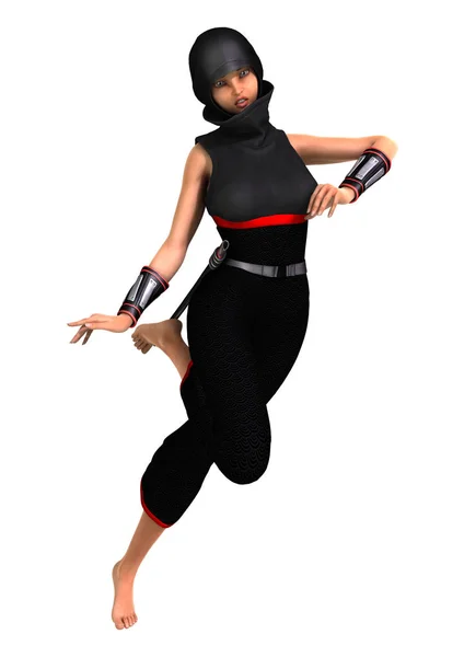 3D render erkek Ninja beyaz — Stok fotoğraf