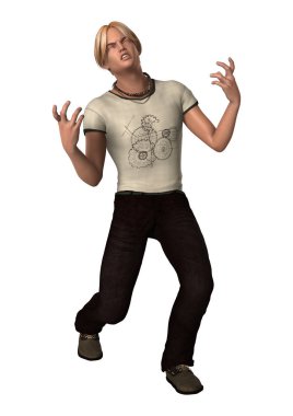 3D render genç çocuk beyaz