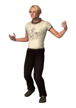 3D render genç çocuk beyaz