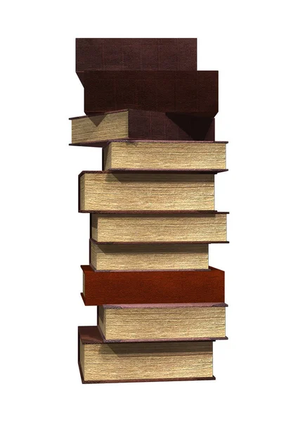 3D Rendering Stack of Books on White — Stock Photo, Image