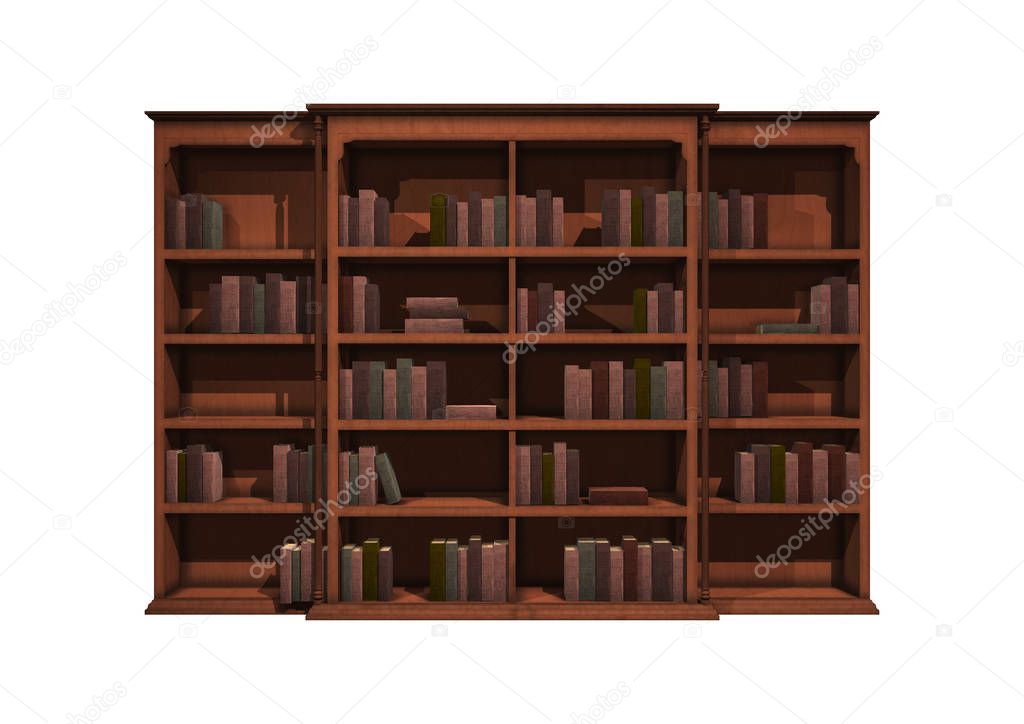 3D Rendering Bokshelf on White