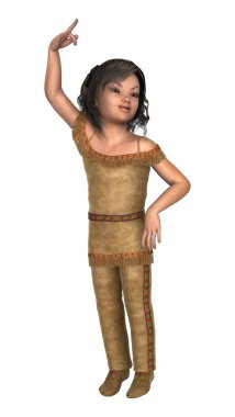 3D render Kızılderili kız beyaz