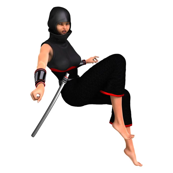3D render erkek Ninja beyaz — Stok fotoğraf