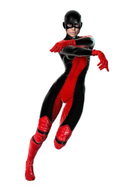 3D render kadın süper kahraman üzerinde beyaz