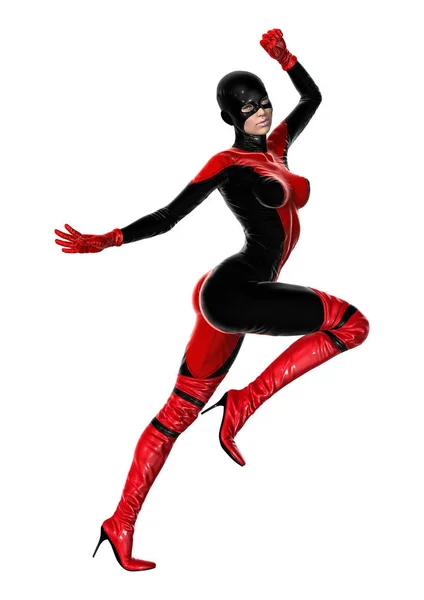 3D Rendering Female Superhero on White — Stock Photo, Image