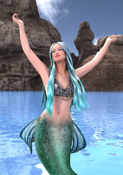 3D Rendering Fantasy Sirena — Foto Stock