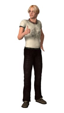 3D render genç çocuk beyaz