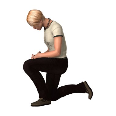 3D render genç çocuk beyaz