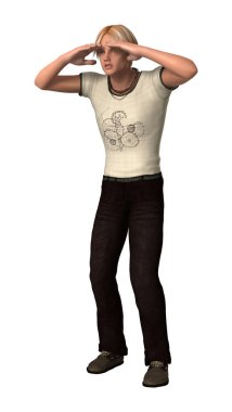 3D render genç çocuk beyaz