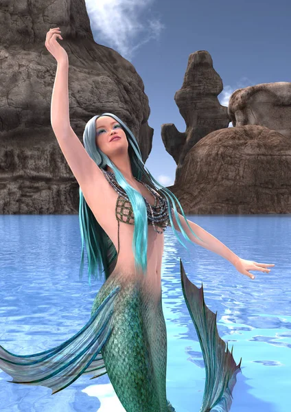 3D vykreslování Fantasy mořská víla — Stock fotografie
