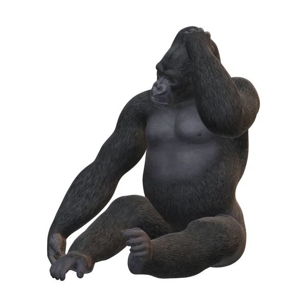 3D Rendering Gorilla su Bianco — Foto Stock