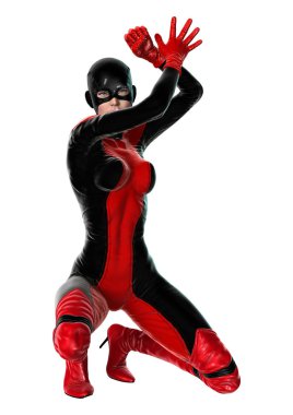 3D render kadın süper kahraman üzerinde beyaz