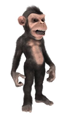 3D beyaz küçük şempanze oluşturma