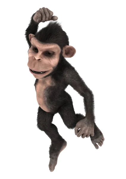 3D-рендеринг маленького шимпанзе на белом — стоковое фото