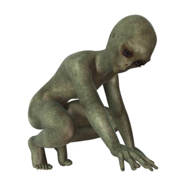 3D beyaz yeşil uzaylı oluşturma
