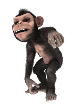 3D beyaz küçük şempanze oluşturma