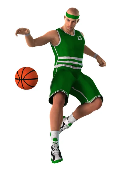 Representación 3D jugador de baloncesto en blanco — Foto de Stock