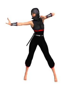 3D render erkek Ninja beyaz