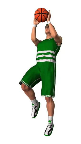 3D jogador de basquete renderização em branco — Fotografia de Stock