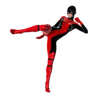 3D render kadın süper kahraman üzerinde beyaz