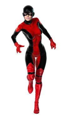 3D render kadın süper kahraman üzerinde beyaz