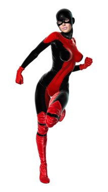 3D render kadın süper kahraman üzerinde beyaz