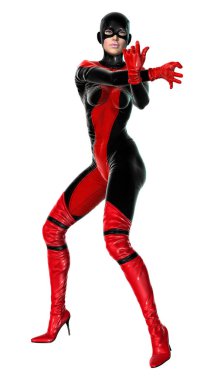 3D render kadın süper kahraman üzerinde beyaz