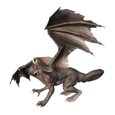 3D render fantezi Dragon beyaz