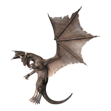 3D render fantezi Dragon beyaz