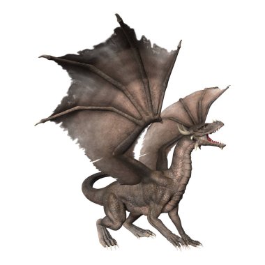 3D render fantezi Dragon beyaz